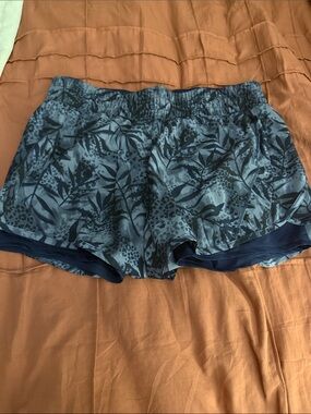 Avia Blue Floral-Print Athletic Shorts